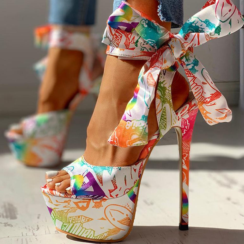 Women's Platform Ankle-wrap High Heels