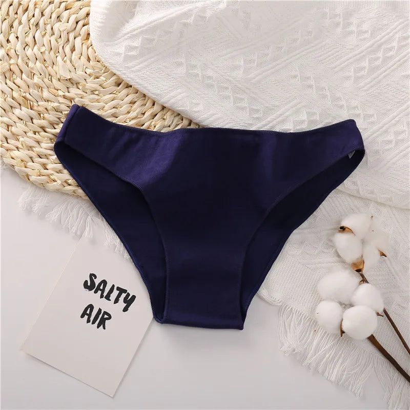 4PCS/Set Women's Cotton Briefs Low Waist Underpants Elasticity Comfortable Underwear Panties Lingerie