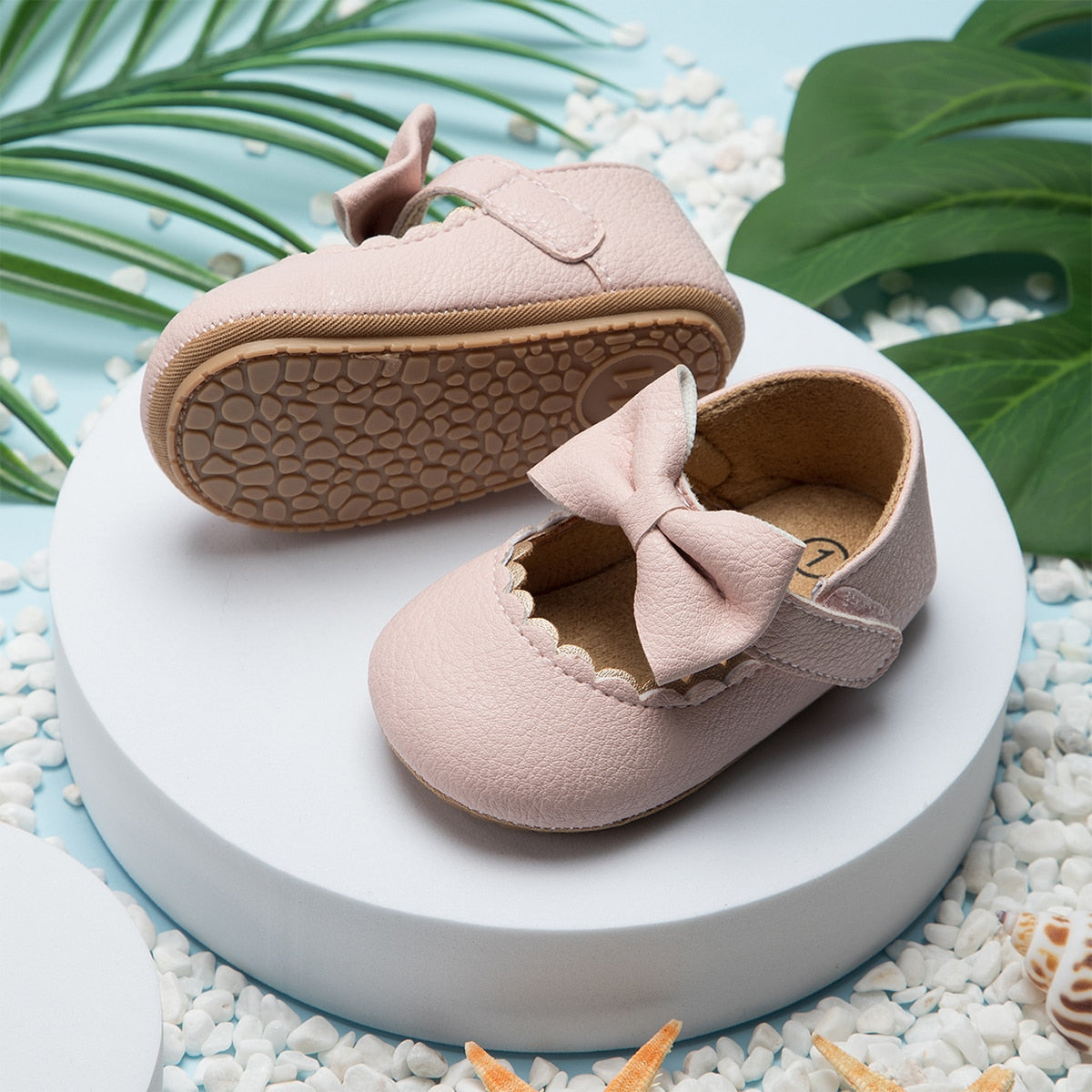 Baby, Toddler Bowknot Non-slip Rubber Soft-Sole Flat PU Shoes