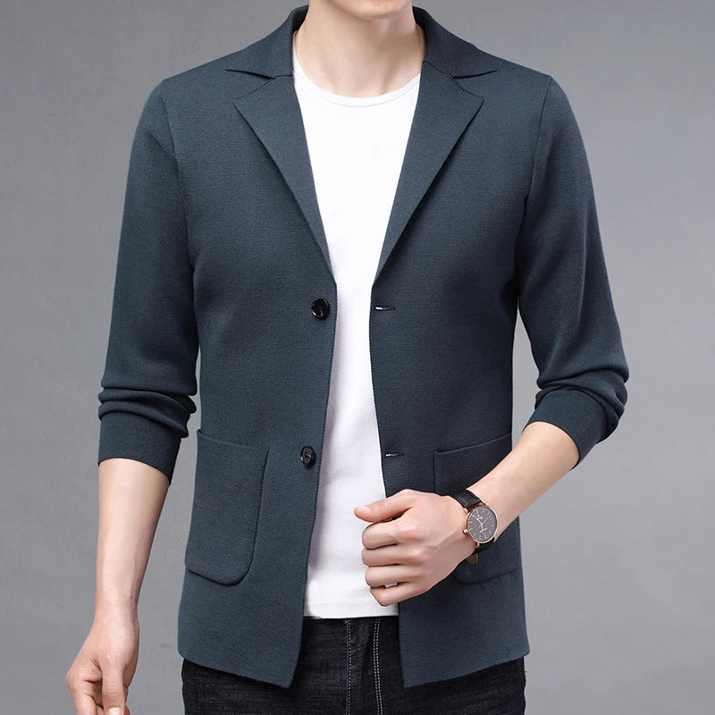 Men's Cardigan Knitwear Turn Down Collar Sweater