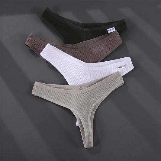 3Pcs/set Women Thongs Soft Cotton G-String V Waist Underwear Lingerie