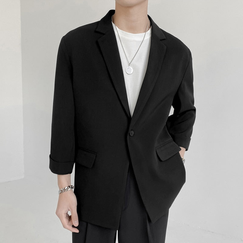 Men's Lapel 3/4 Sleeve One Button Blazer S-5XL