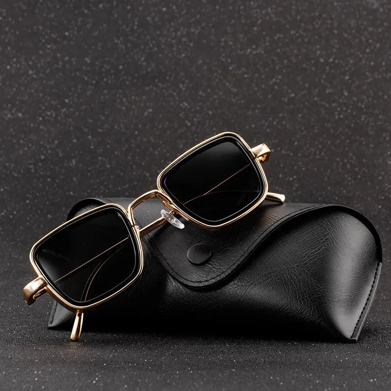 Vintage Steampunk Square Metal Frame Sunglasses - UV400 Protection