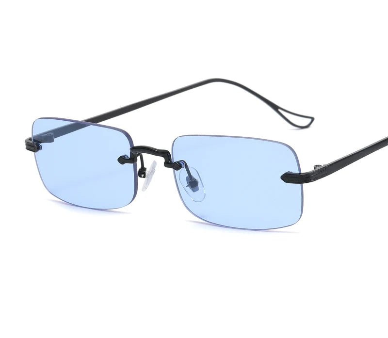 Small Rimless Square Sunglasses - UV400 Protection Metal Frame