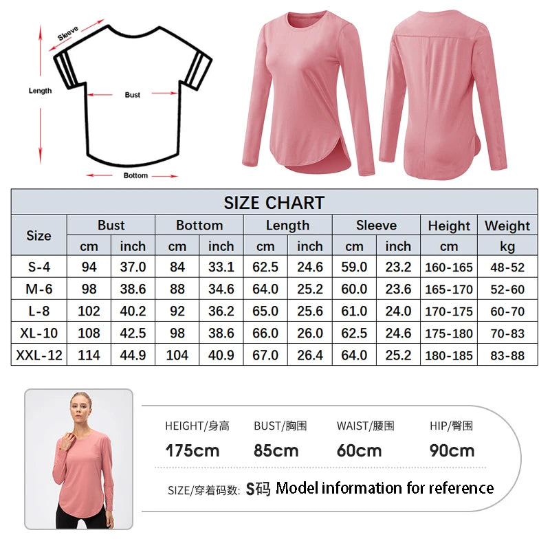 UPF50+ Women's Workout Shirt Loose Long Sleeve Sports Top Breathable Quick Dry Yoga Exercise Fitness Running Shirt