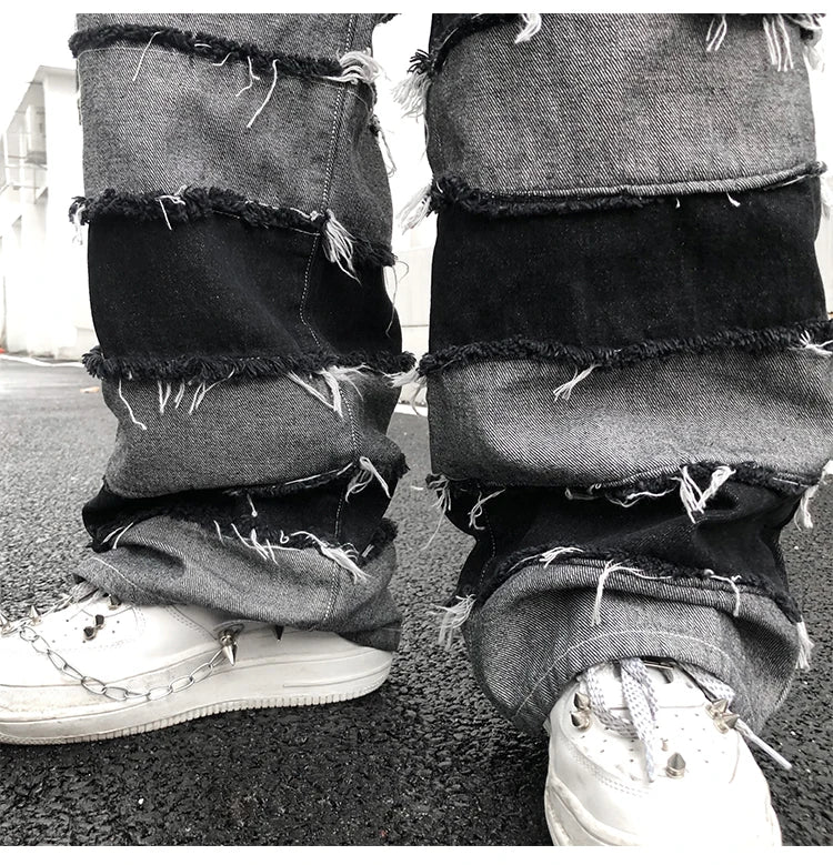 Men's Tassel Baggy Pendant Wide Leg Jeans