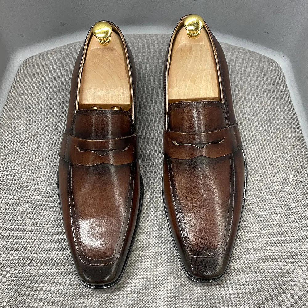 Men's Penny Handmade Slip on Leather Loafers