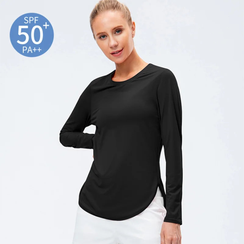 UPF50+ Women's Workout Shirt Loose Long Sleeve Sports Top Breathable Quick Dry Yoga Exercise Fitness Running Shirt