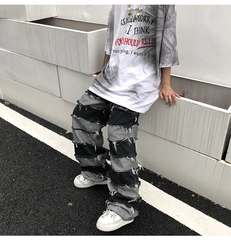Men's Tassel Baggy Pendant Wide Leg Jeans
