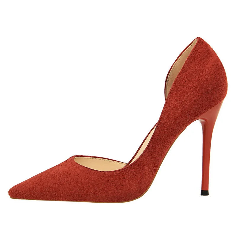 Women's Pointed Toe Stiletto High Heels Suede Heels 10.5cm