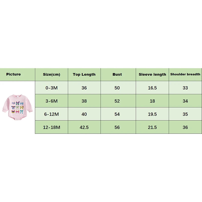 Lovely Baby Spring Romper - Long Sleeve Bowknot Print Sweatshirt Jumpsuit (0-18M)