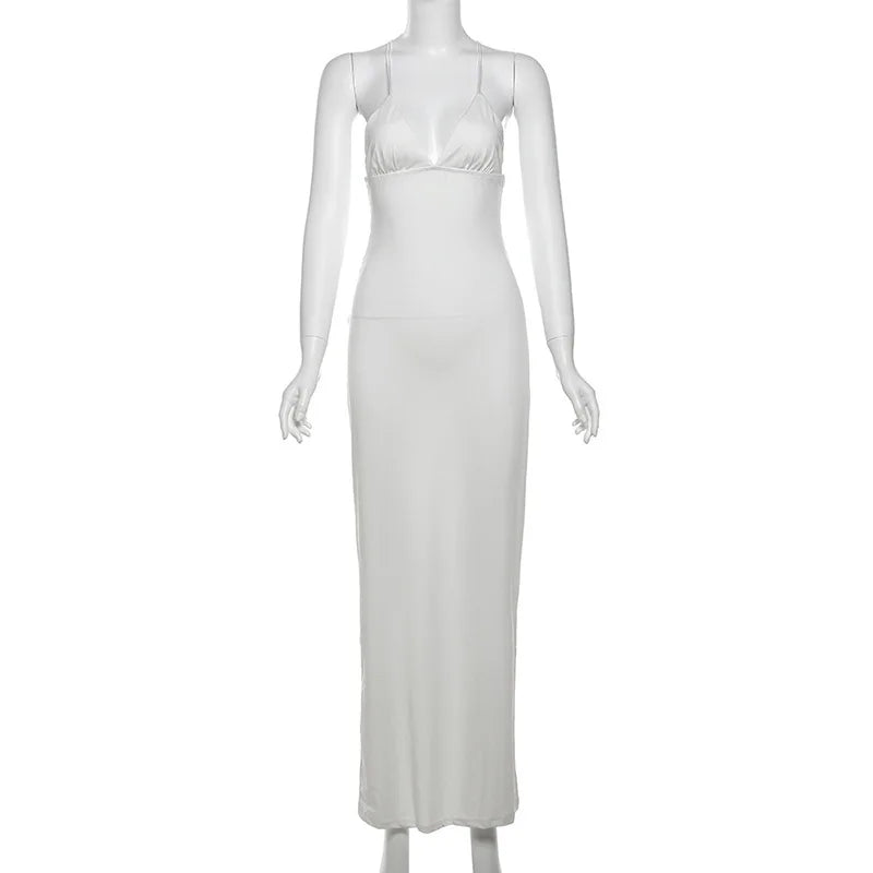 Women's Maxi Backless Butterfly Print Sleeveless Thin Line Summer Party Dress