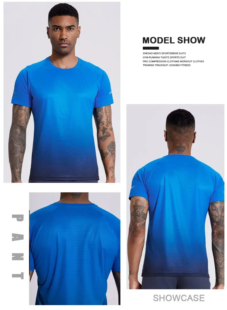 Men's Ice Silk Short Sleeve Running Exercise Sweatshirt Training Sports T-Shirt