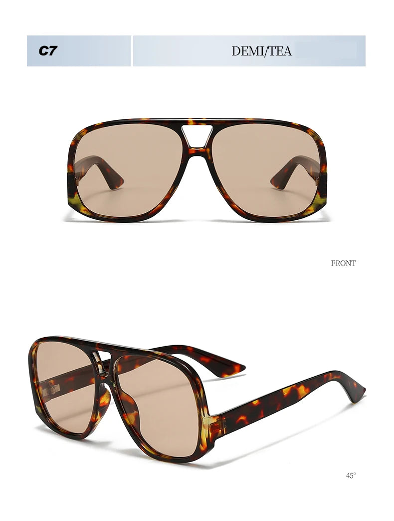 Unisex 1/3pcs Oversized  Double Bridges Sunglasses UV400