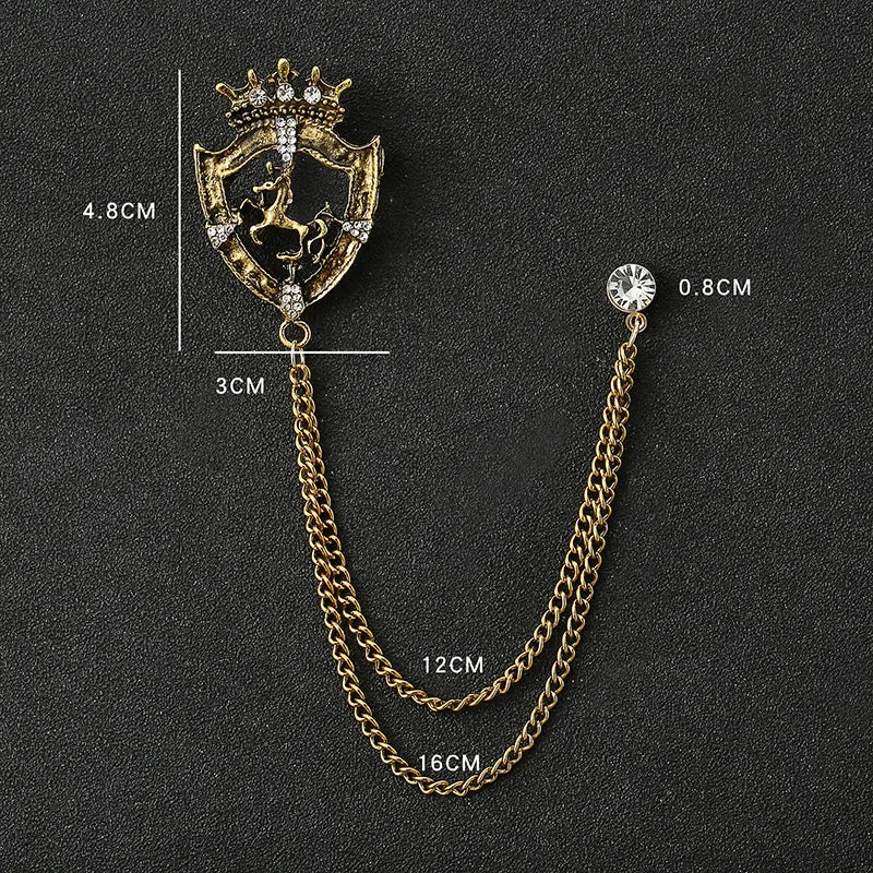 Rhinestone Eagle Brooch - Vintage Airplane Tassel Chain Lapel Pin