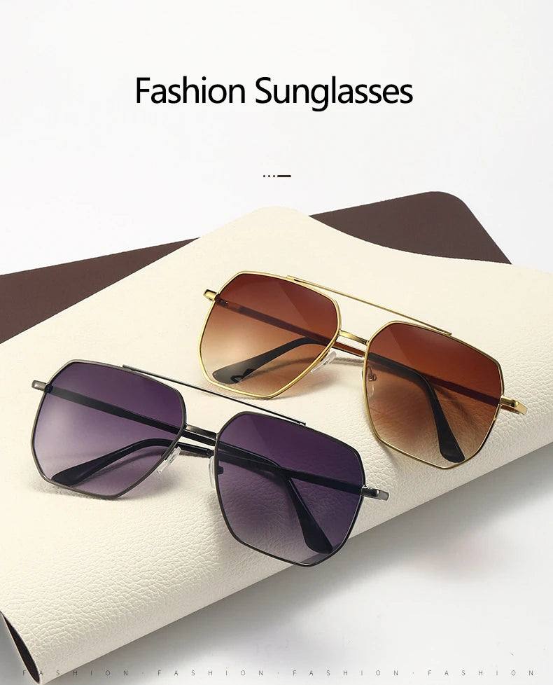 Double Beam Sunglasses - Retro Toad Mirror Driving Eyewear with UV400