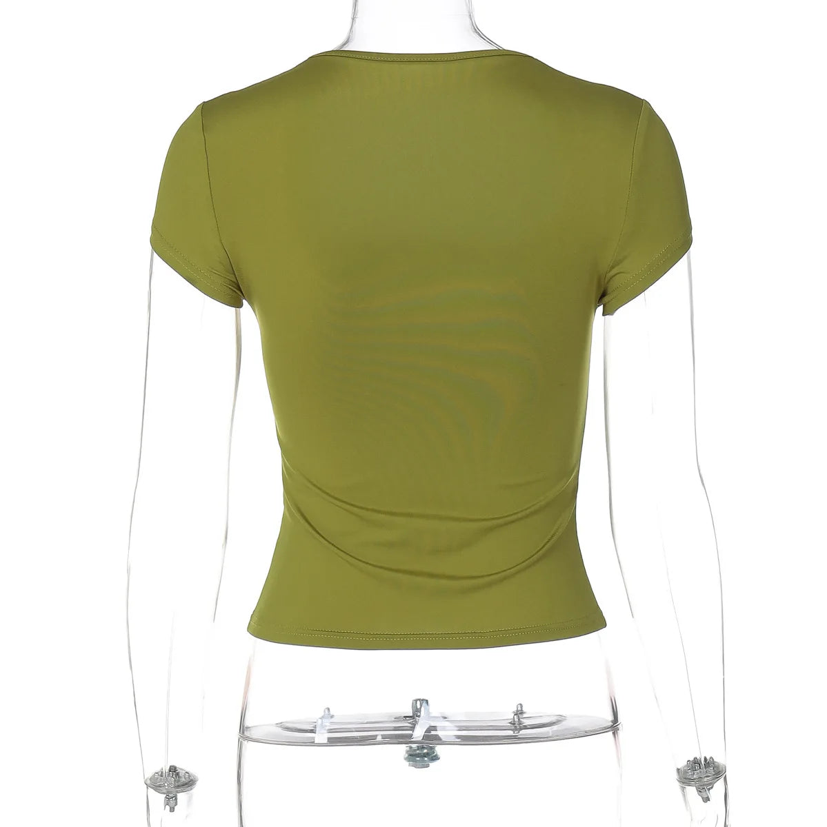 Women's Y2K Square Collar Cropped Top - Short Sleeve Slim Fit Summer Tee