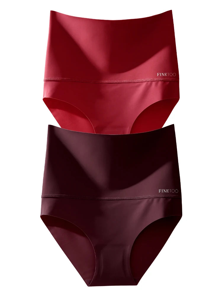 Women's 2Pcs High Waist Underwear Seamless Tummy Control Comfortable Solid Briefs Sports Soft Bodysuit Shapewear