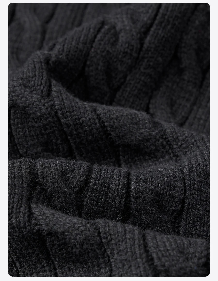 Men's Autumn Winter Oversized Cable Knit Long Sleeve Knitted Casual Vintage Pullover Sweater
