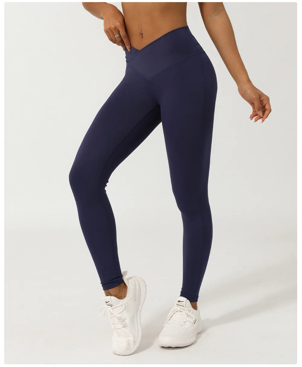 Women's Sports Leggings Buttery Soft V-Shaped High Waist Yoga Pants Breathable Quick Dry Running Tights Workout Sportswear