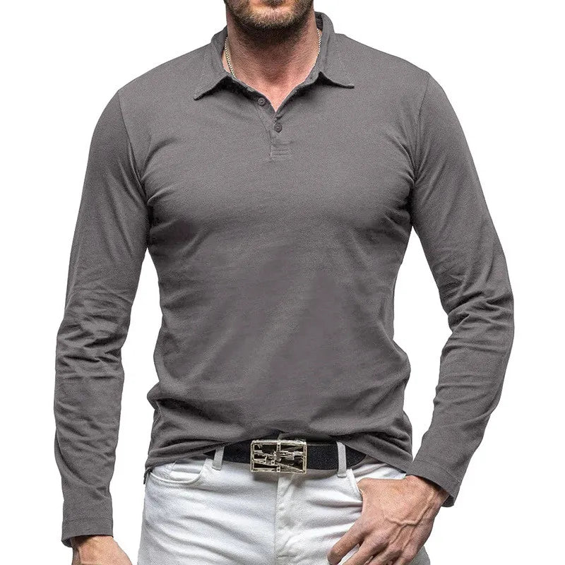 Men's Long Sleeve Polo Shirt - Cotton Smart Casual Top