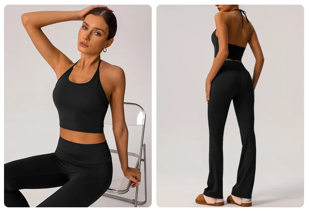 Women's Two Pieces Fitness Yoga Set Buttery Soft Gym Suit Breathable Quick Dry Running Sportswear Workout Sportswear