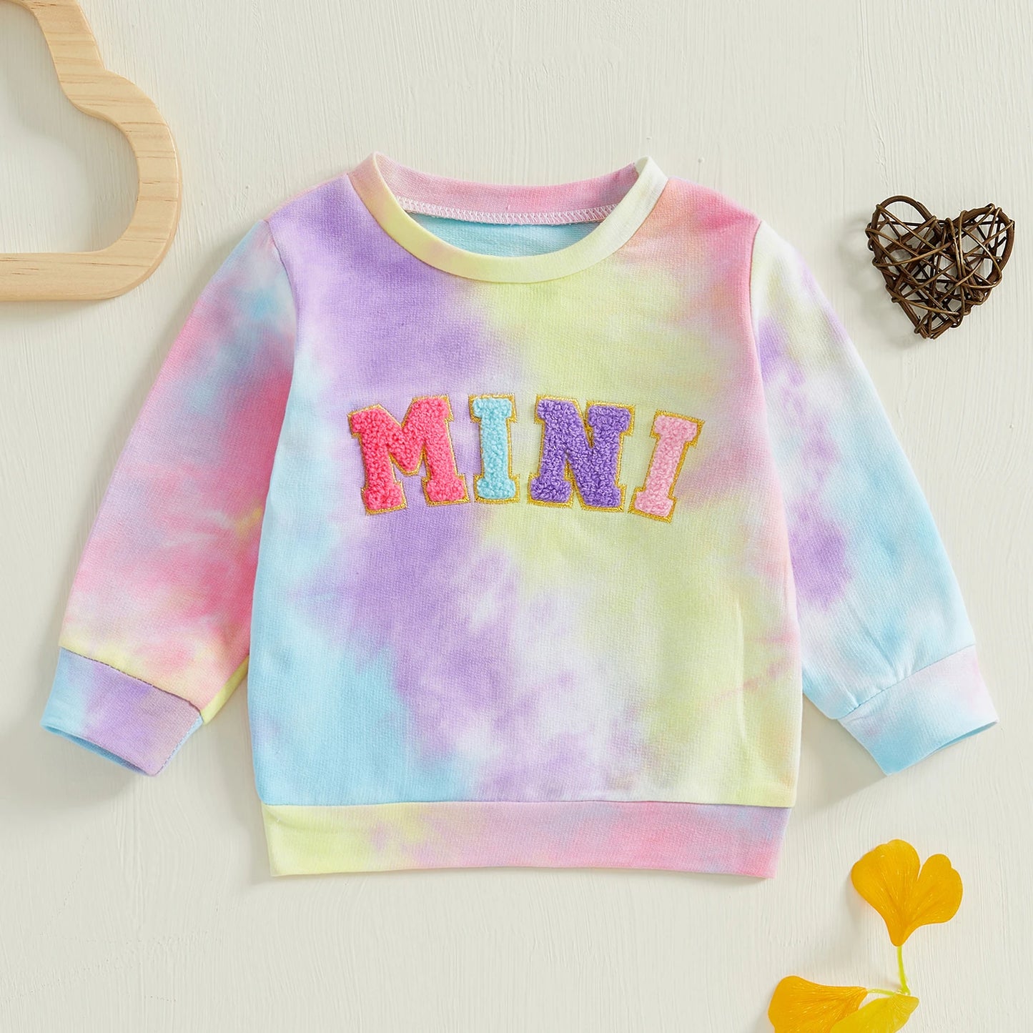 Mommy & Me Matching Letter Embroidery Sweatshirts - Long Sleeve Round Neck Pullovers