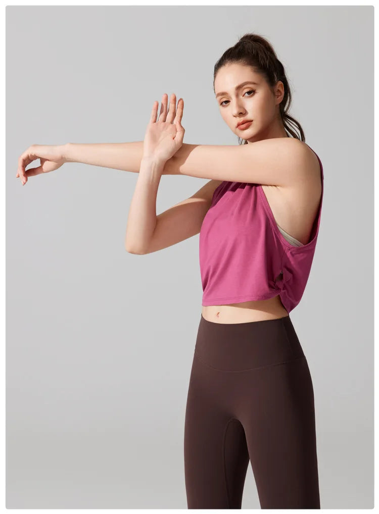 Women's Sleeveless Yoga Vest - Loose Fit Quick Dry Athletic Tank Top