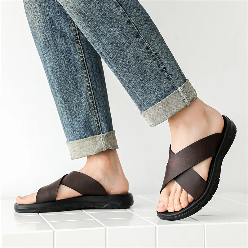 Men's Summer Slides Crossover Slippers Sandals