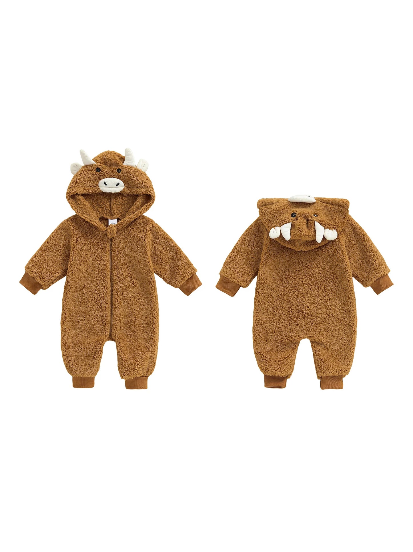 Baby Halloween Plush Hooded Jumpsuit (0-12M)