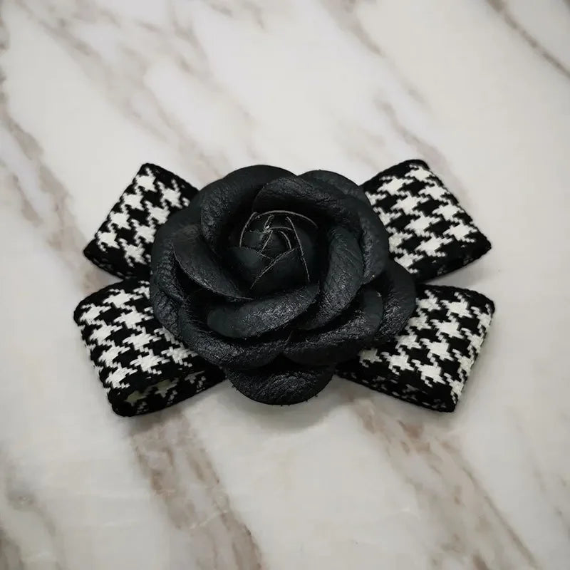 Retro Camellia Flower Brooch - Fabric Bow Lapel Pin for Women