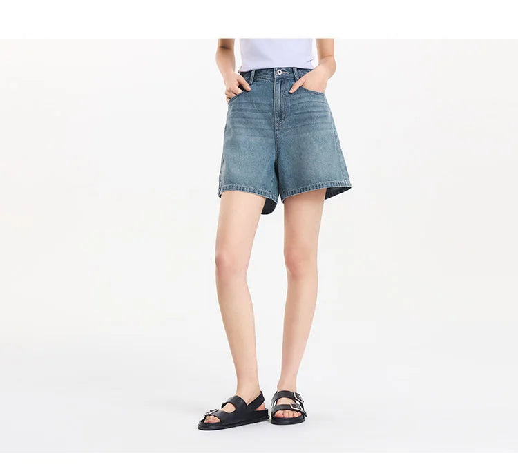 Women's Slimming Straight Leg Denim Shorts - Cooling Summer Style