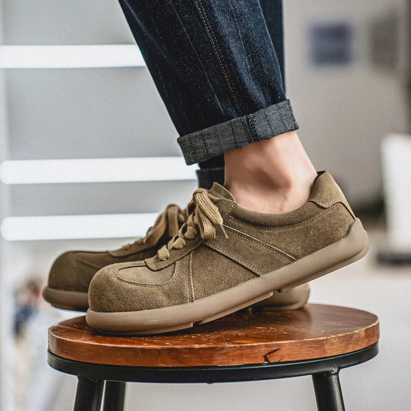 Men's Suede Leather Lace-up Flat Shoes