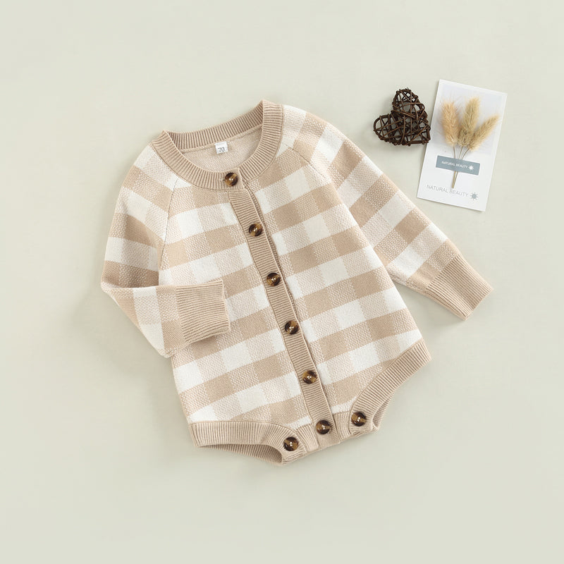 Toddler Baby Sweater Romper with Plaid Print (0-24M)