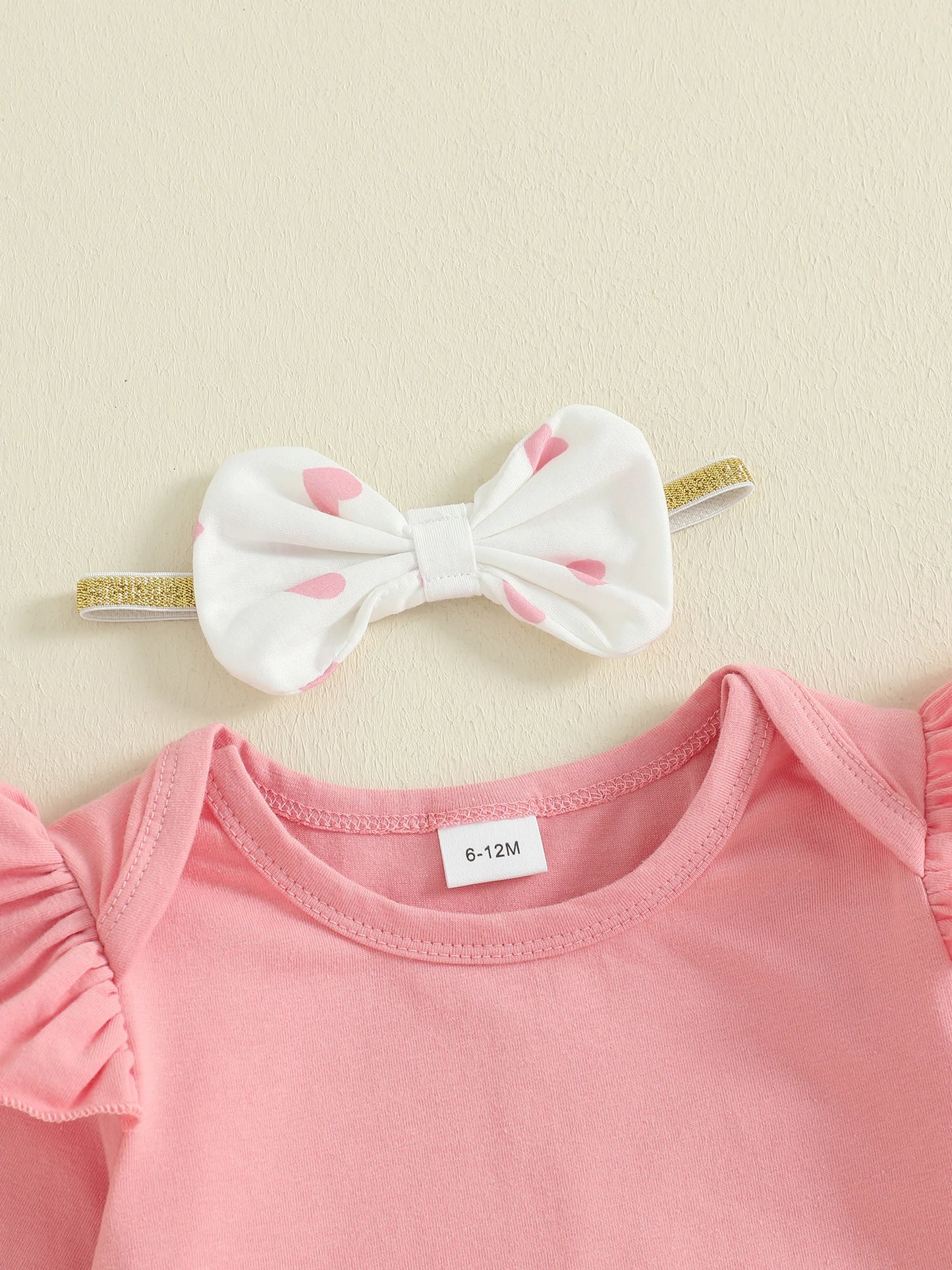Baby Girls Bear Embroidered Dress Set with Bow Headband (0-18M)
