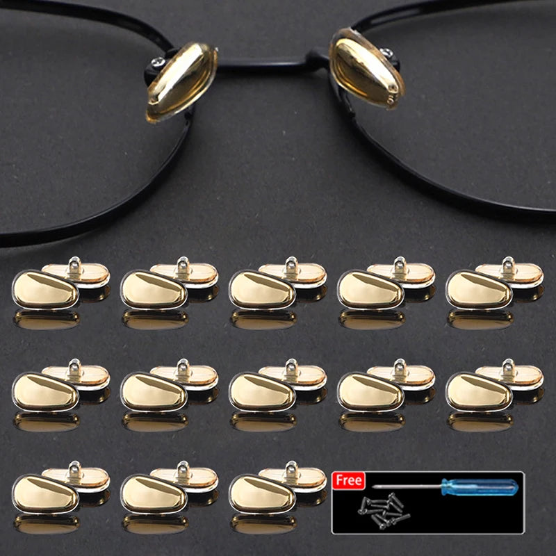 Silicone Glasses Nose Pads - Oval Screw-in Replacement Parts (5/10/20 Pairs)