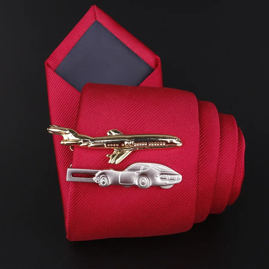 Airplane Copper Metal Tie Clip - Men's Professional Accessory
