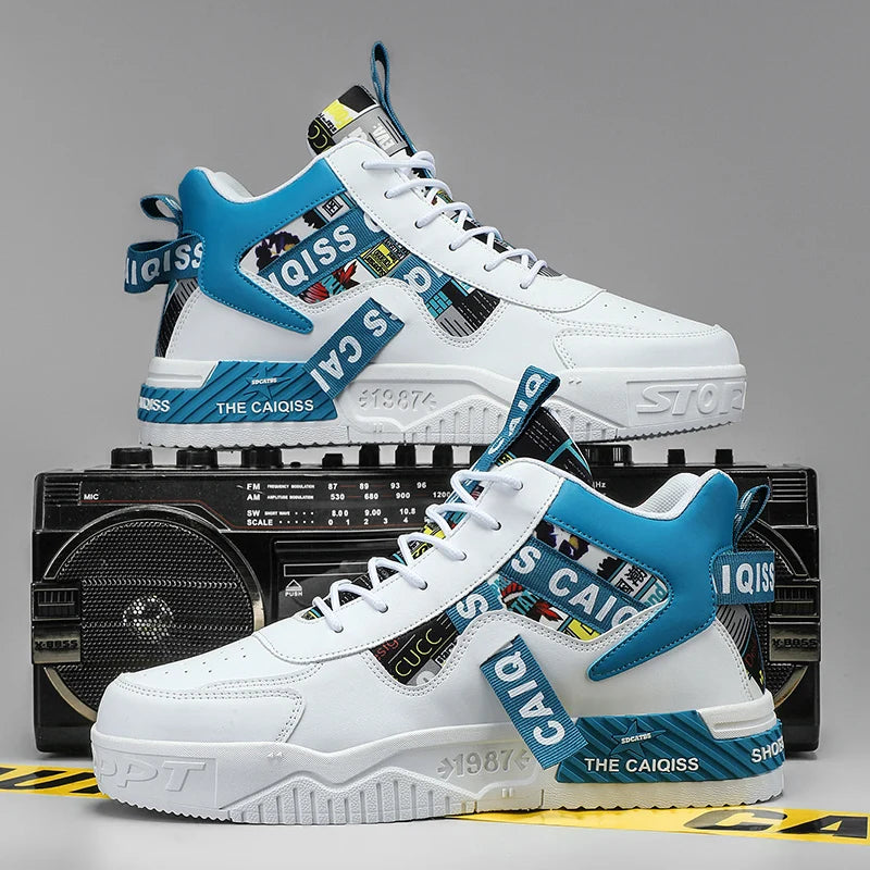 Platform Vulcanized High-Top Sneakers - Unisex Sports Shoes