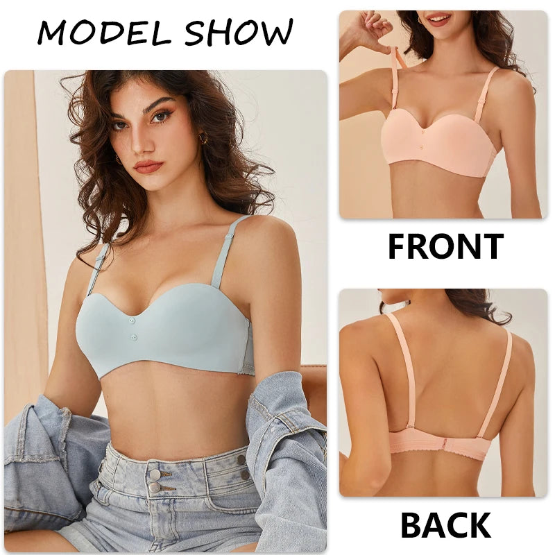 Women's Seamless Bra Wireless Adjustable Push Up Brassiere Comfort Soft Underwear Lingerie