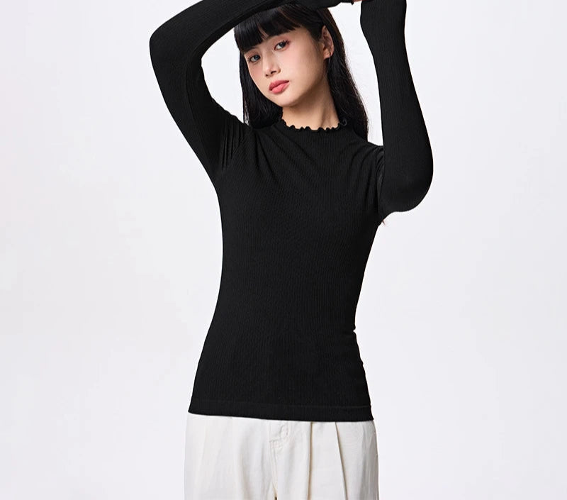 Women's Seamless Thermal Base Top - Half Turtleneck Slim Fit Undershirt