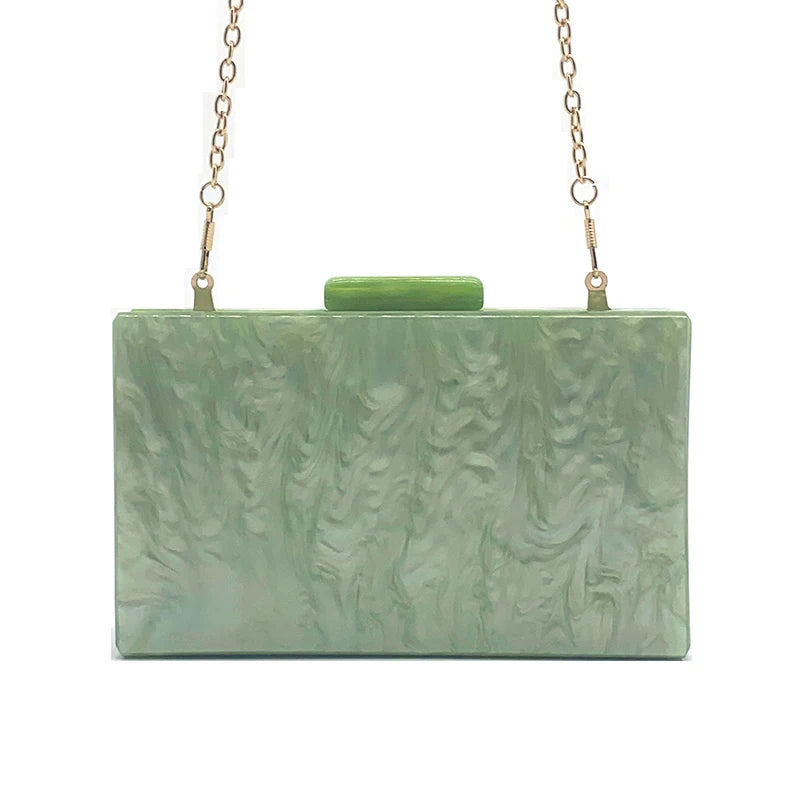 Women's Green Acrylic Crossbody Bag - Luxury Designer Clutch Shoulder Bag