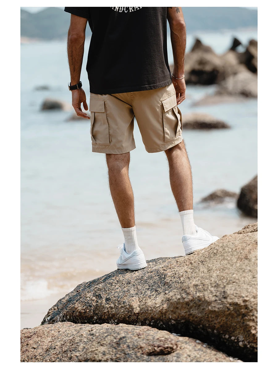 Men's Oversize Lightweight 190g Quick Dry Fabric Cargo Drawstring Shorts