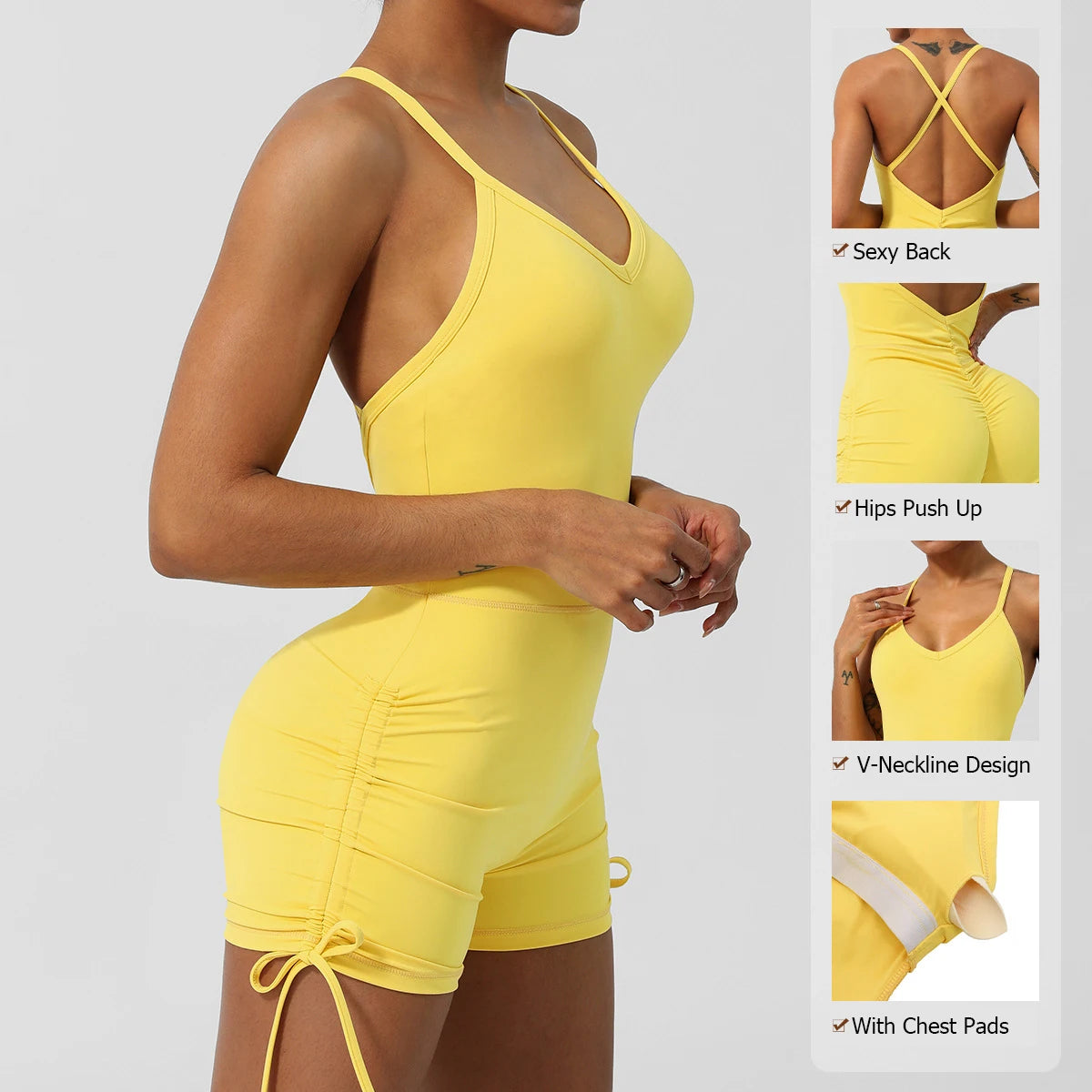 Women's Fitness Yoga Set One Piece Gym Jumpsuit Breathable Quick Dry Running Short Sportswear Workout Activewear