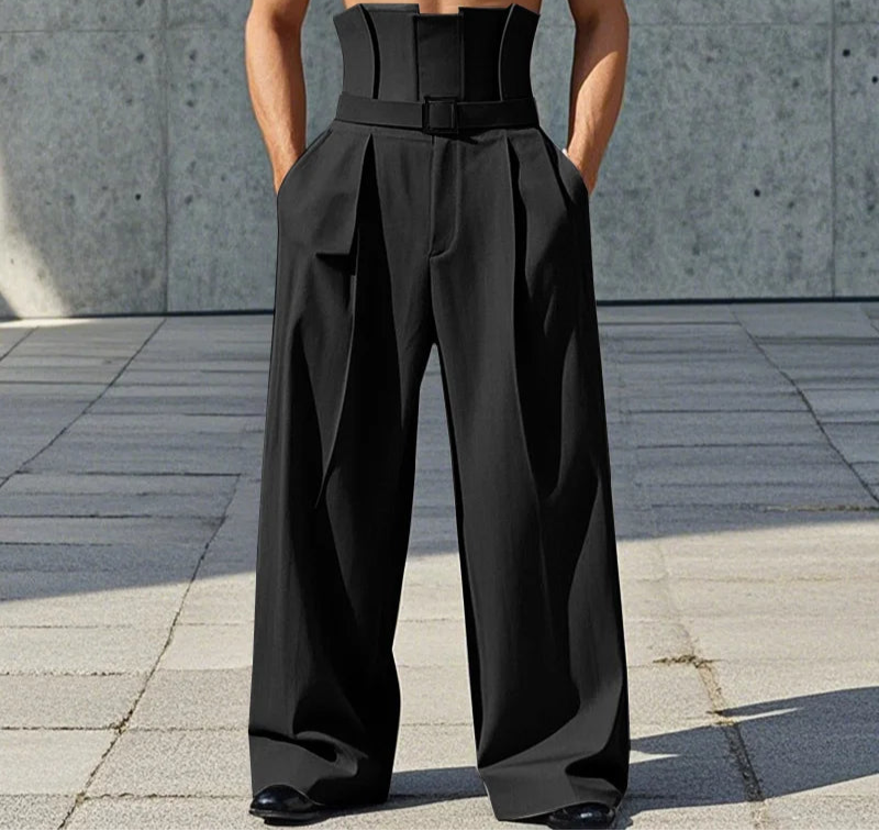 Men's Summer High Waist Pantalons Zipper Long Trousers