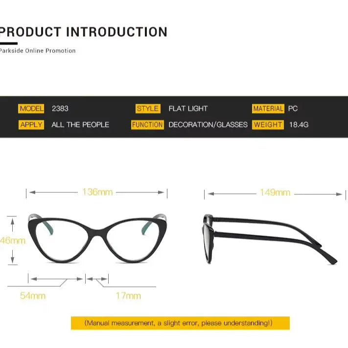 Vintage Cat Eye Glasses Frame - Plastic Optical Computer Glasses for Women & Men
