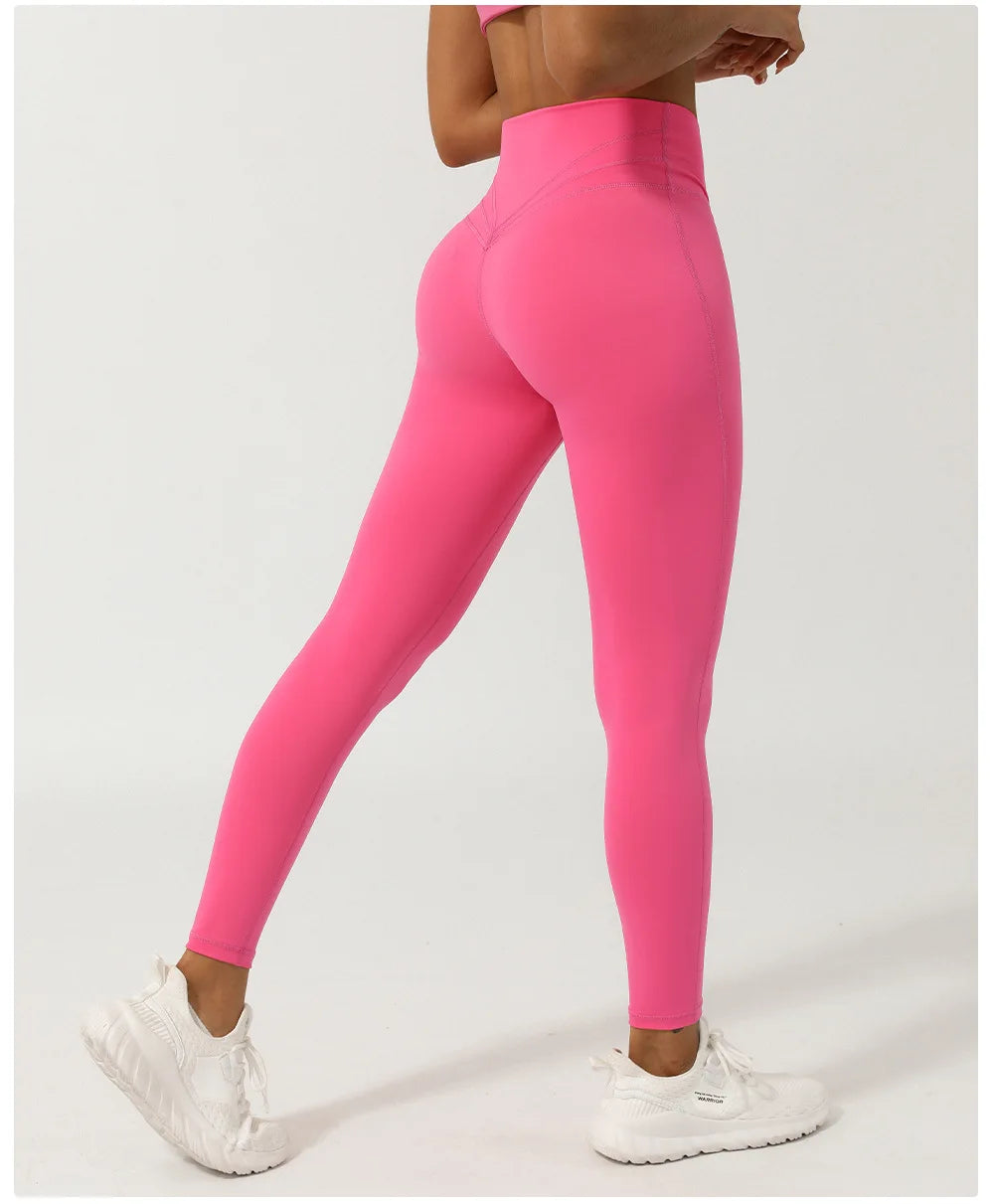 Women's Sports Leggings Buttery Soft V-Shaped High Waist Yoga Pants Breathable Quick Dry Running Tights Workout Sportswear