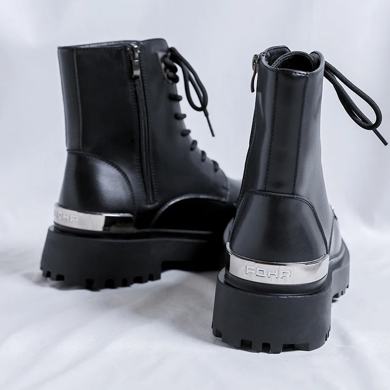 Men's Platform Casual Business Genuine Leather Ankle Boots