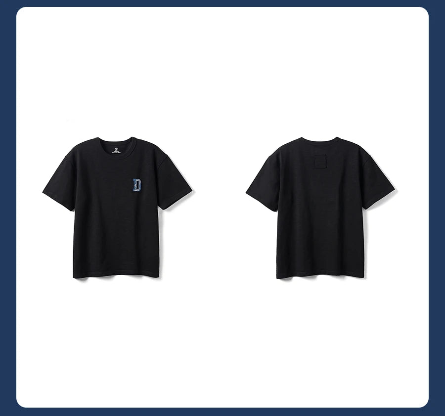 Men's Heavyweight Cotton T-Shirt with Letter Embroidery