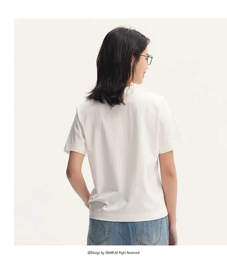 Women's Pure Cotton Short Sleeve T-Shirt - Simple Lettering Design