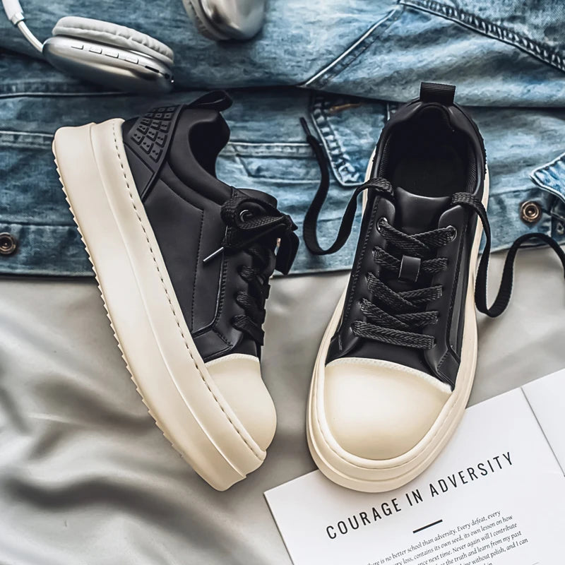 Men's Casual Leather Skateboard Vulcanized Tennis Sports Shoes Sneakers